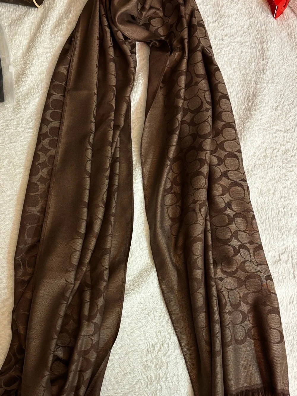 Coach Brown Signature Jacquard Scarf